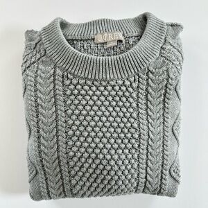 J. Crew Cotton Cable Knit Crewneck Sweater in Grey | XL | EUC